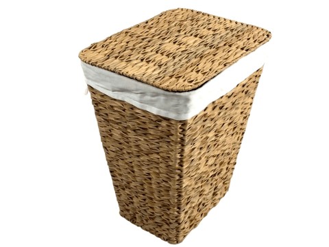 Professional-grade Water Hyacinth Fishbone-Weave Hamper with Lid & Liner